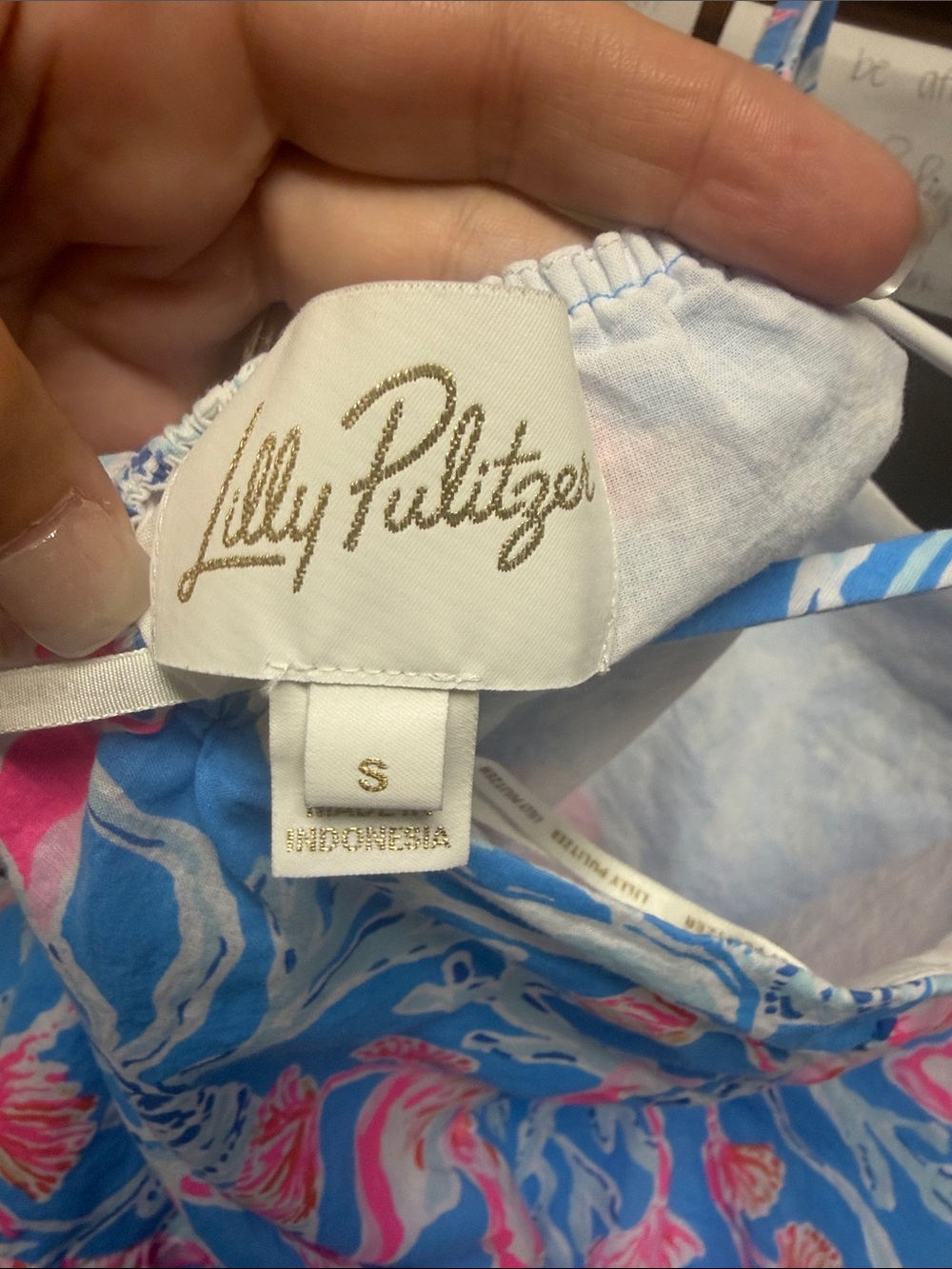 Lilly Pulitzer Blue Floral Tiered Dress with Pink Accents - Picture 3 of 3